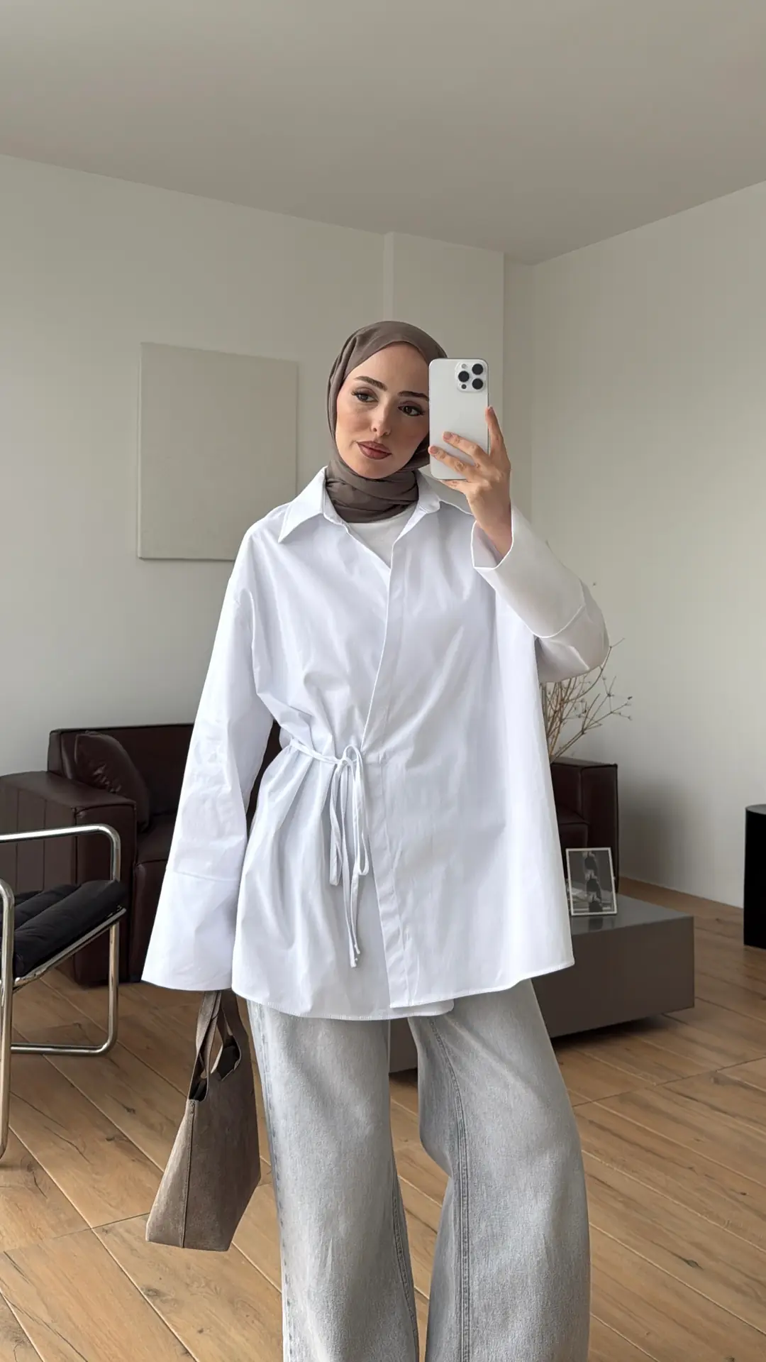 Çapraz Bağlamalı Gömlek Beyaz