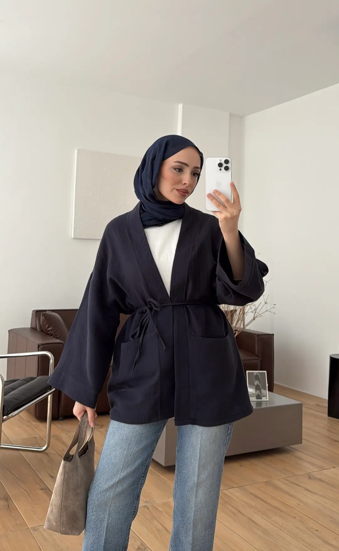 Müslin Kimono Lacivert