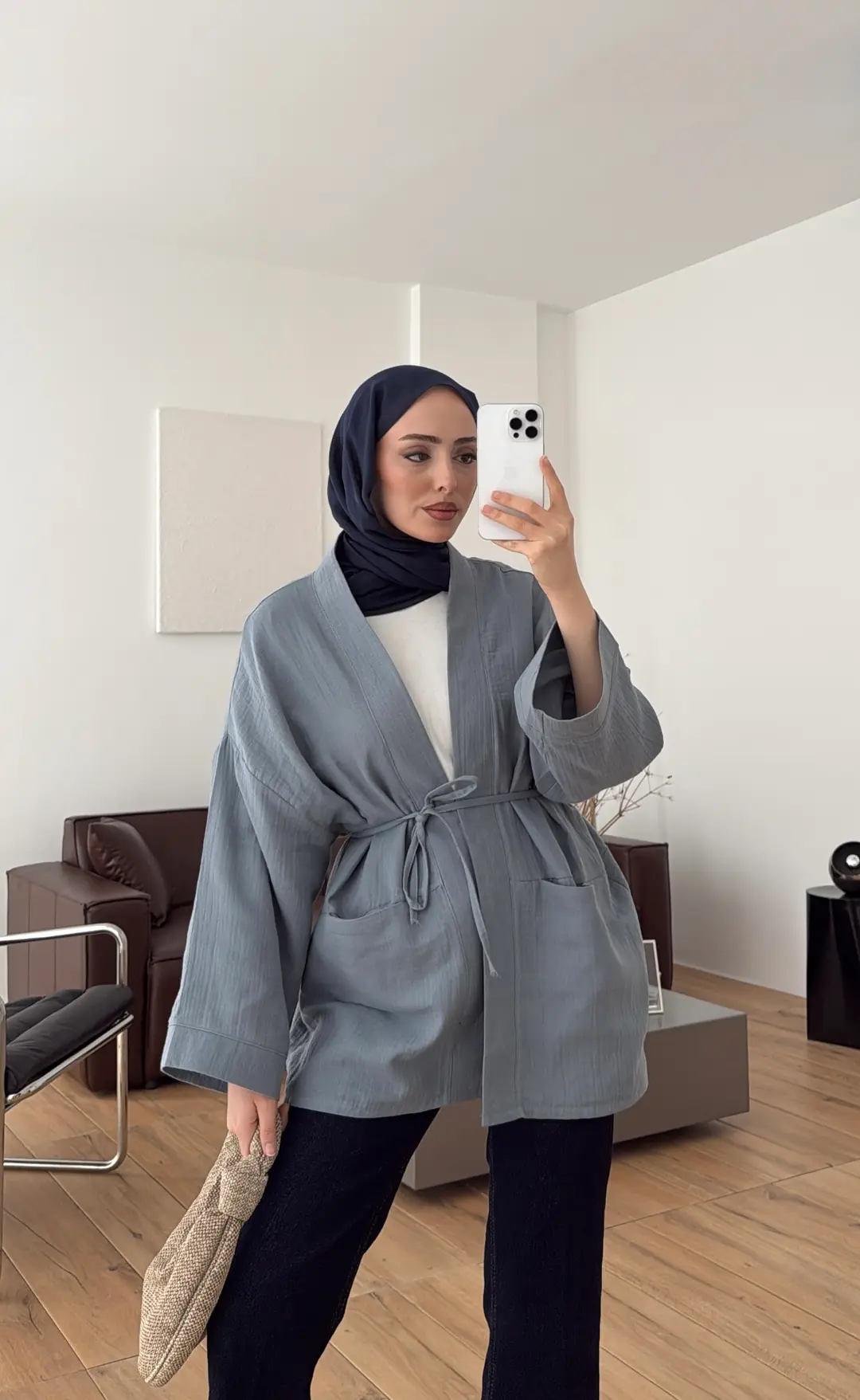 Müslin Kimono Mavi