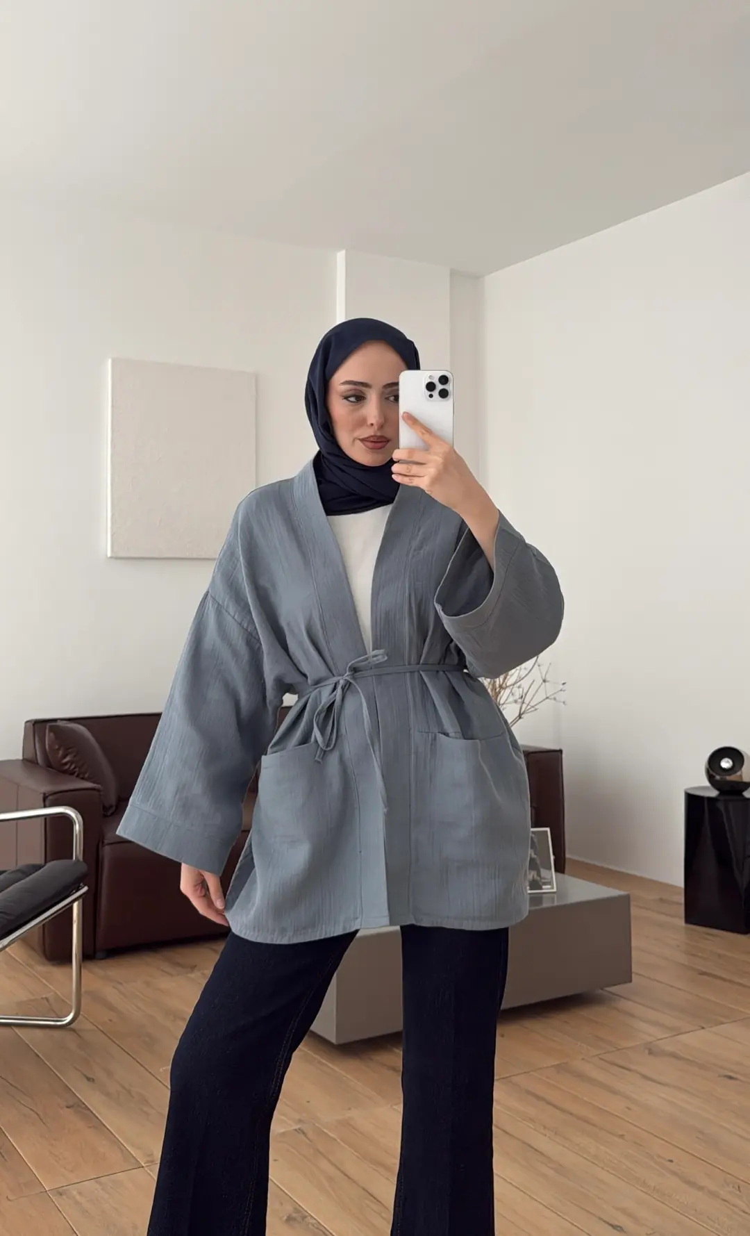 Müslin Kimono Mavi