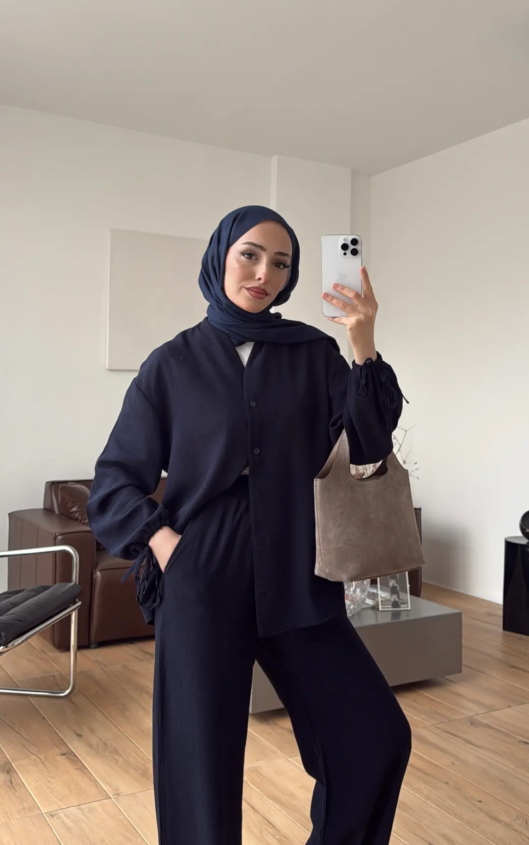 Oversize Kol Bagcıklı Takım Lacivert