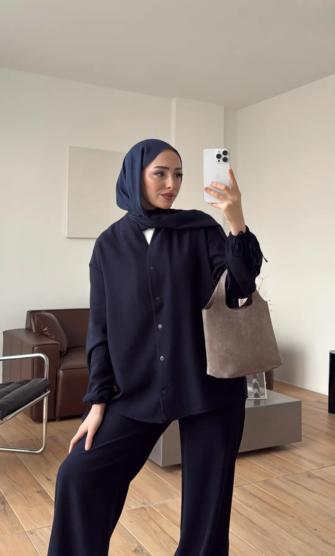 Oversize Kol Bagcıklı Takım Lacivert