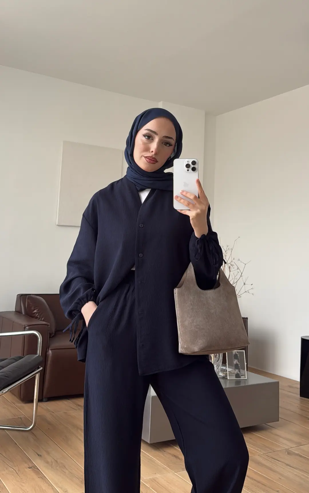 Oversize Kol Bagcıklı Takım Lacivert