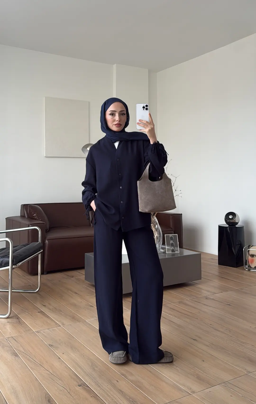 Oversize Kol Bagcıklı Takım Lacivert