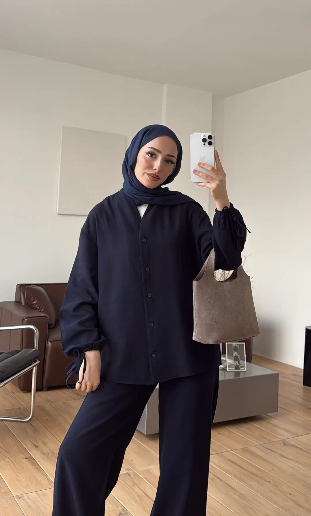 Oversize Kol Bagcıklı Takım Lacivert