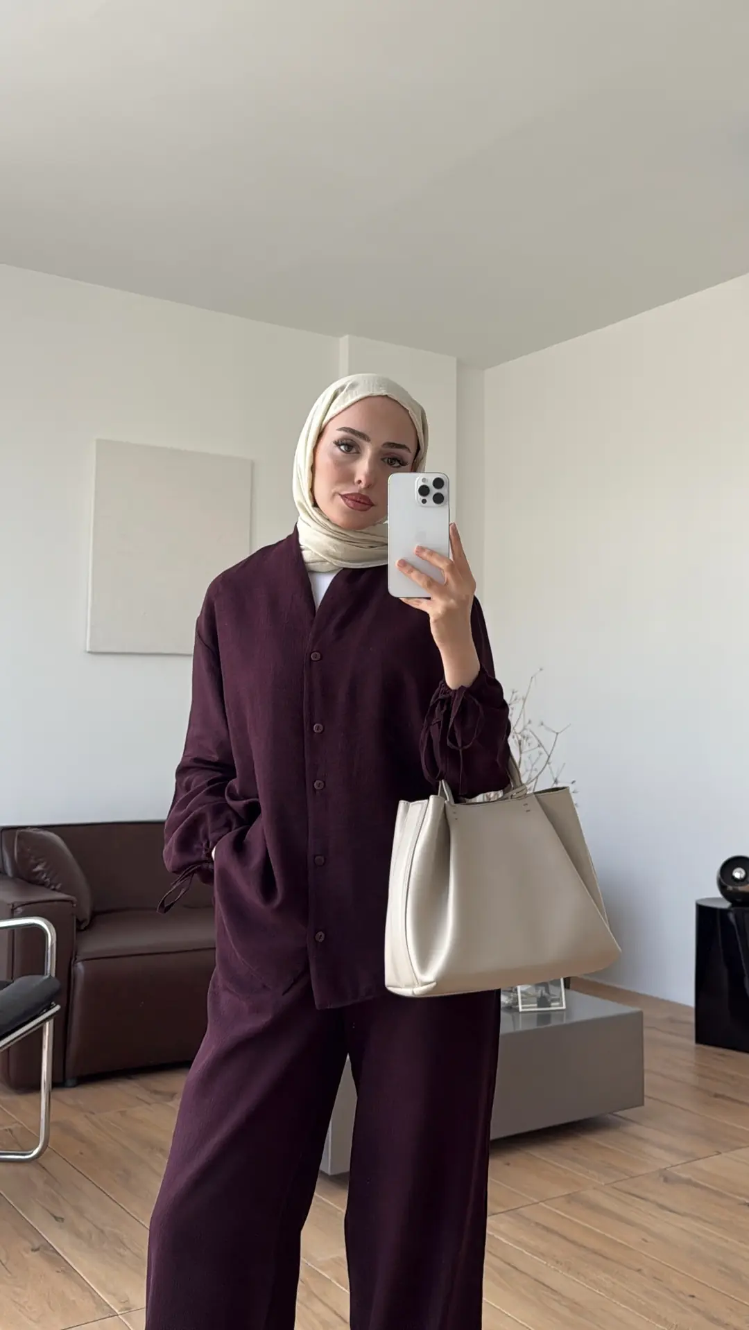 Oversize Kol Bagcıklı Takım Mürdüm