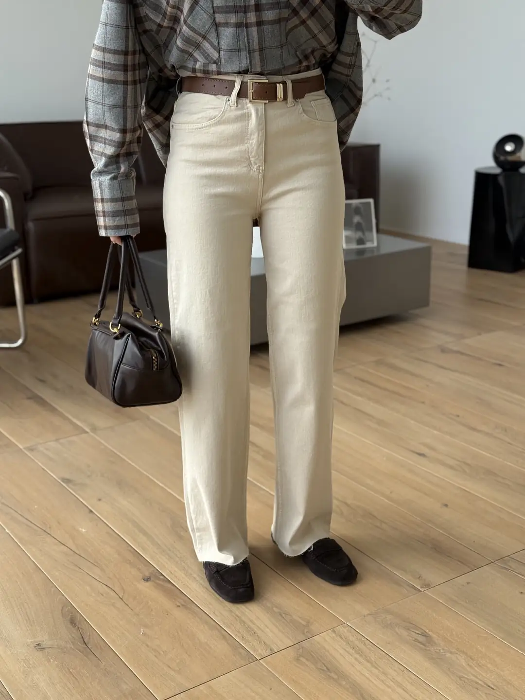 Bej Kemerli Likralı Jean