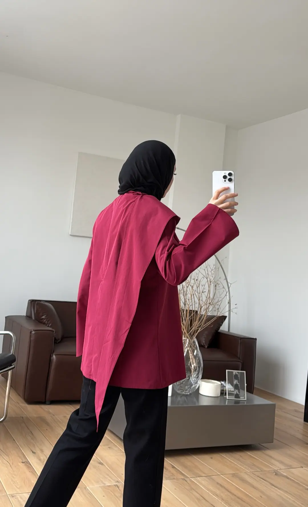 Premium Şal Detaylı Gömlek Bordo
