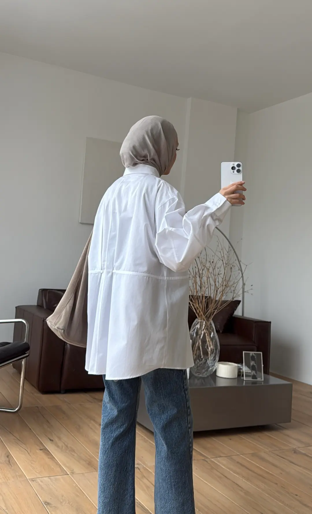 Poplin Düğme Detay Gömlek Beyaz