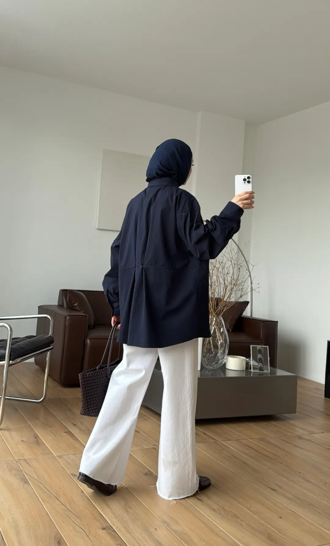 Poplin Düğme Detay Gömlek Lacivert