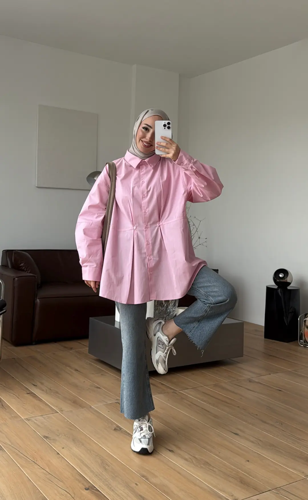Poplin Düğme Detay Gömlek Pembe