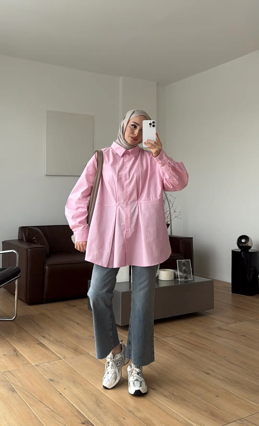 Poplin Düğme Detay Gömlek Pembe