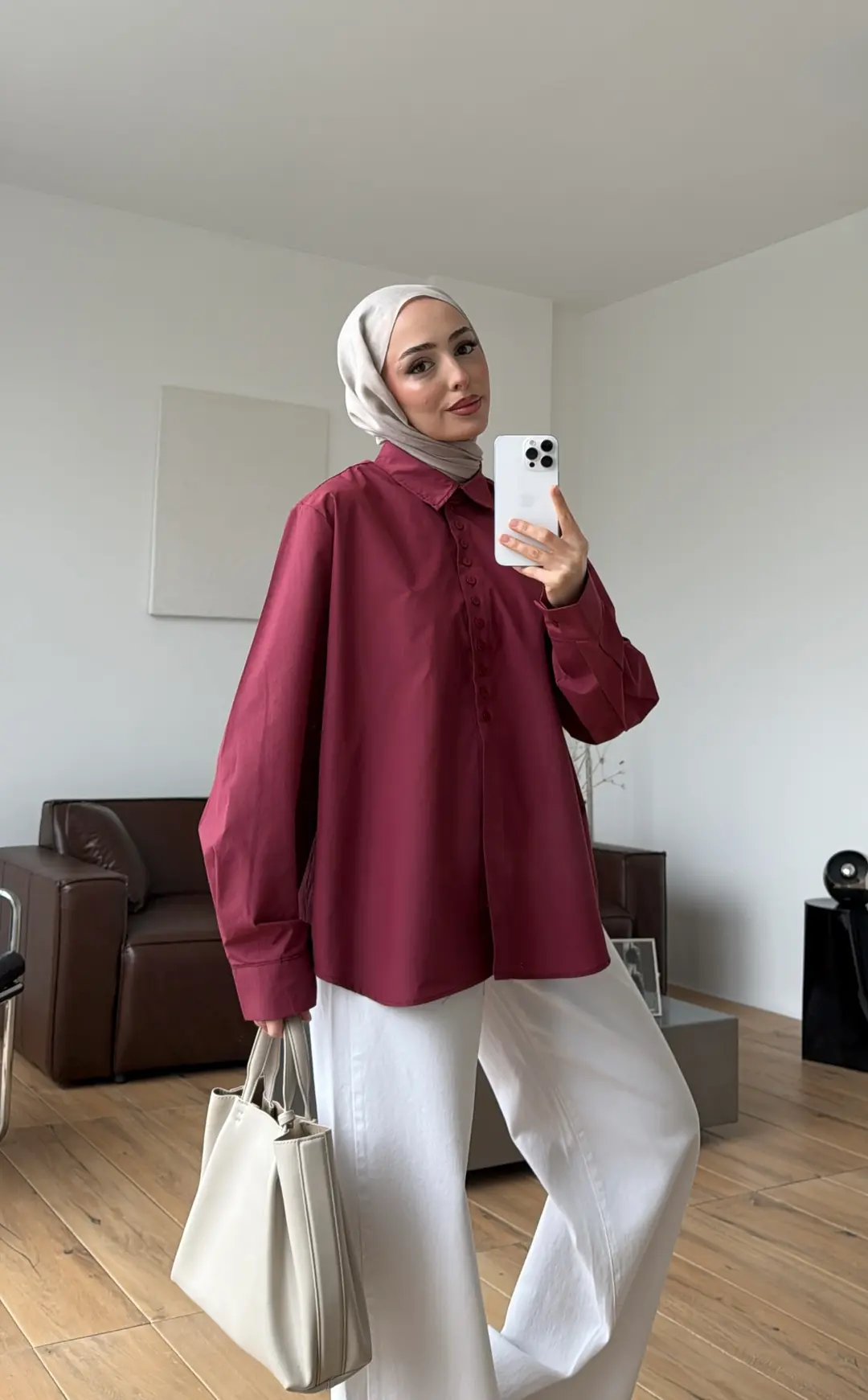 Poplin Sık Düğmeli Gömlek Bordo