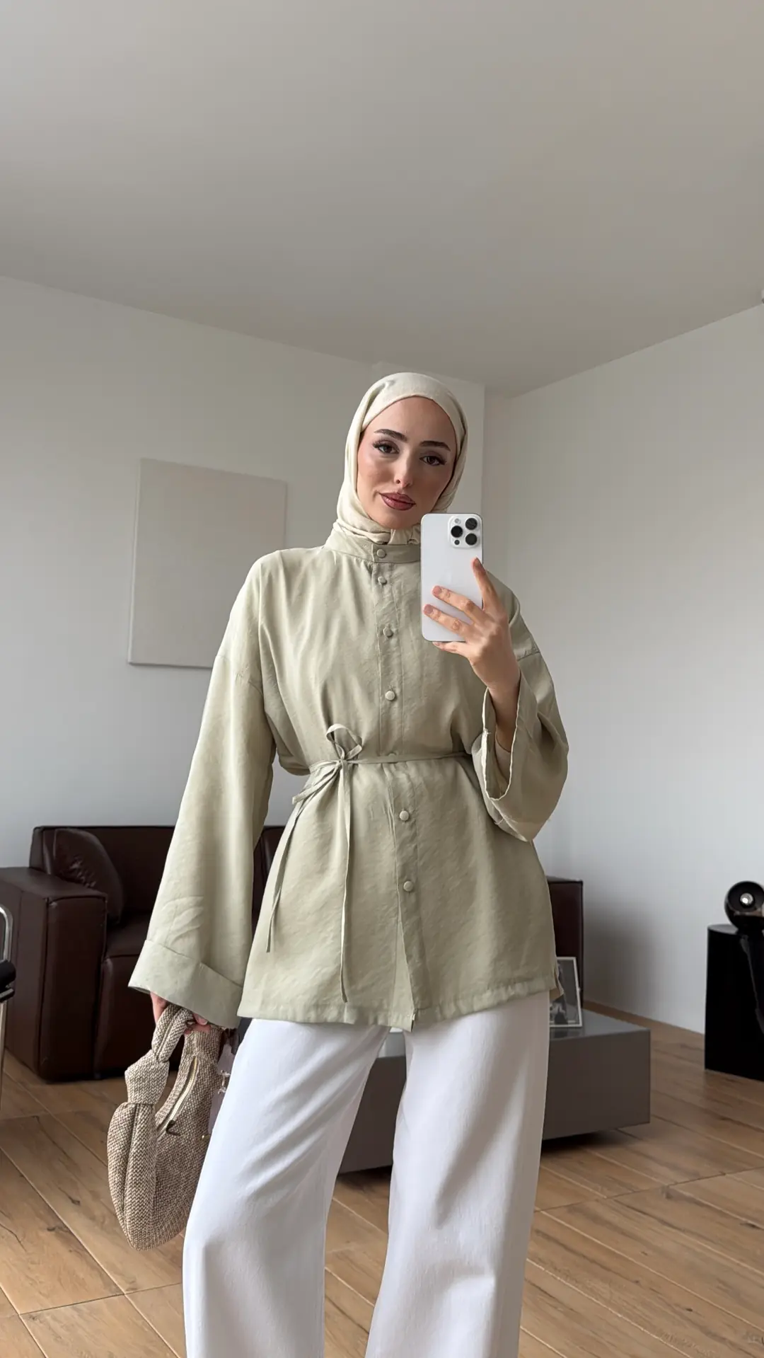 Duble Kol Yırtmaçlı Gömlek Açık Yeşil