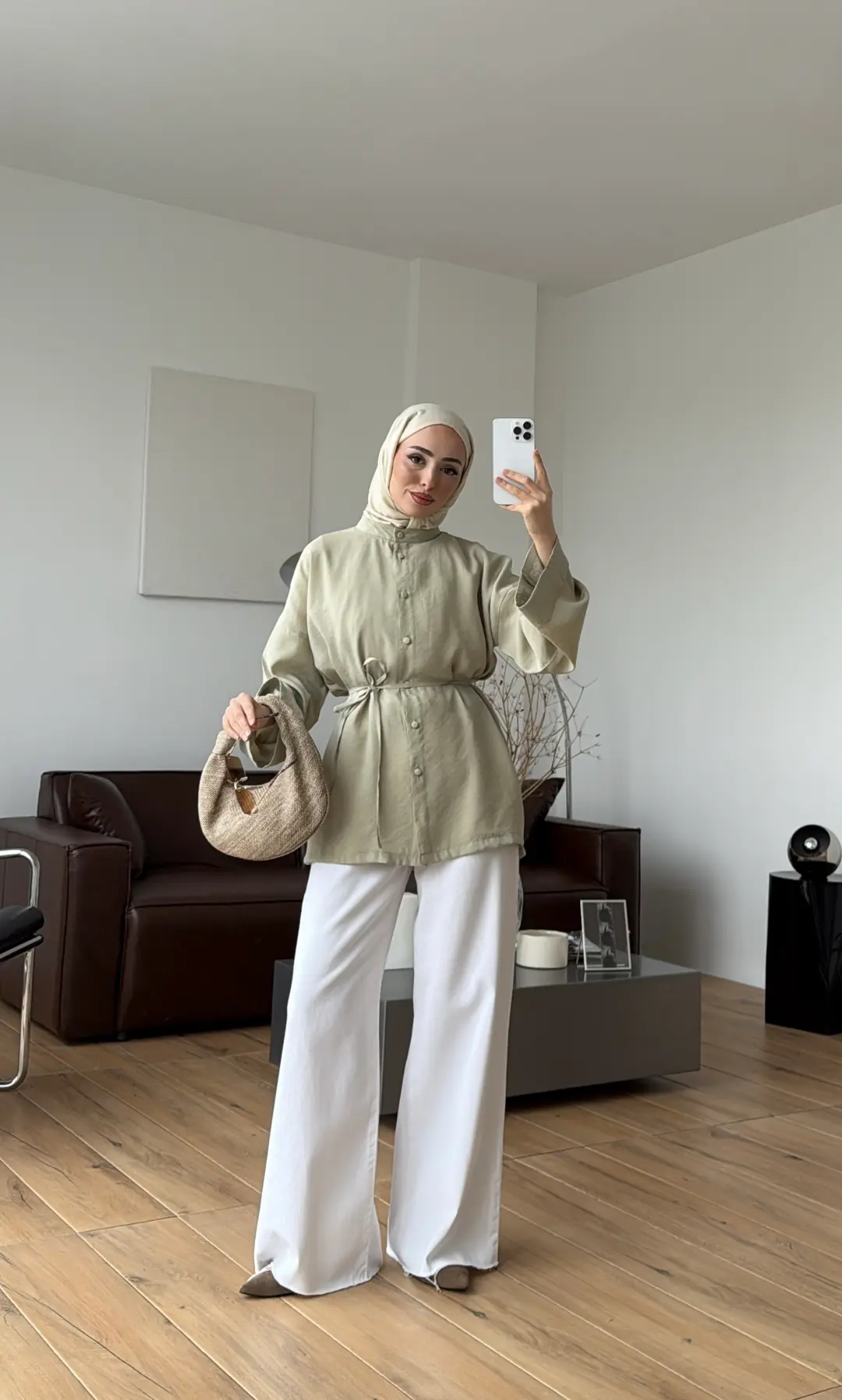 Duble Kol Yırtmaçlı Gömlek Açık Yeşil
