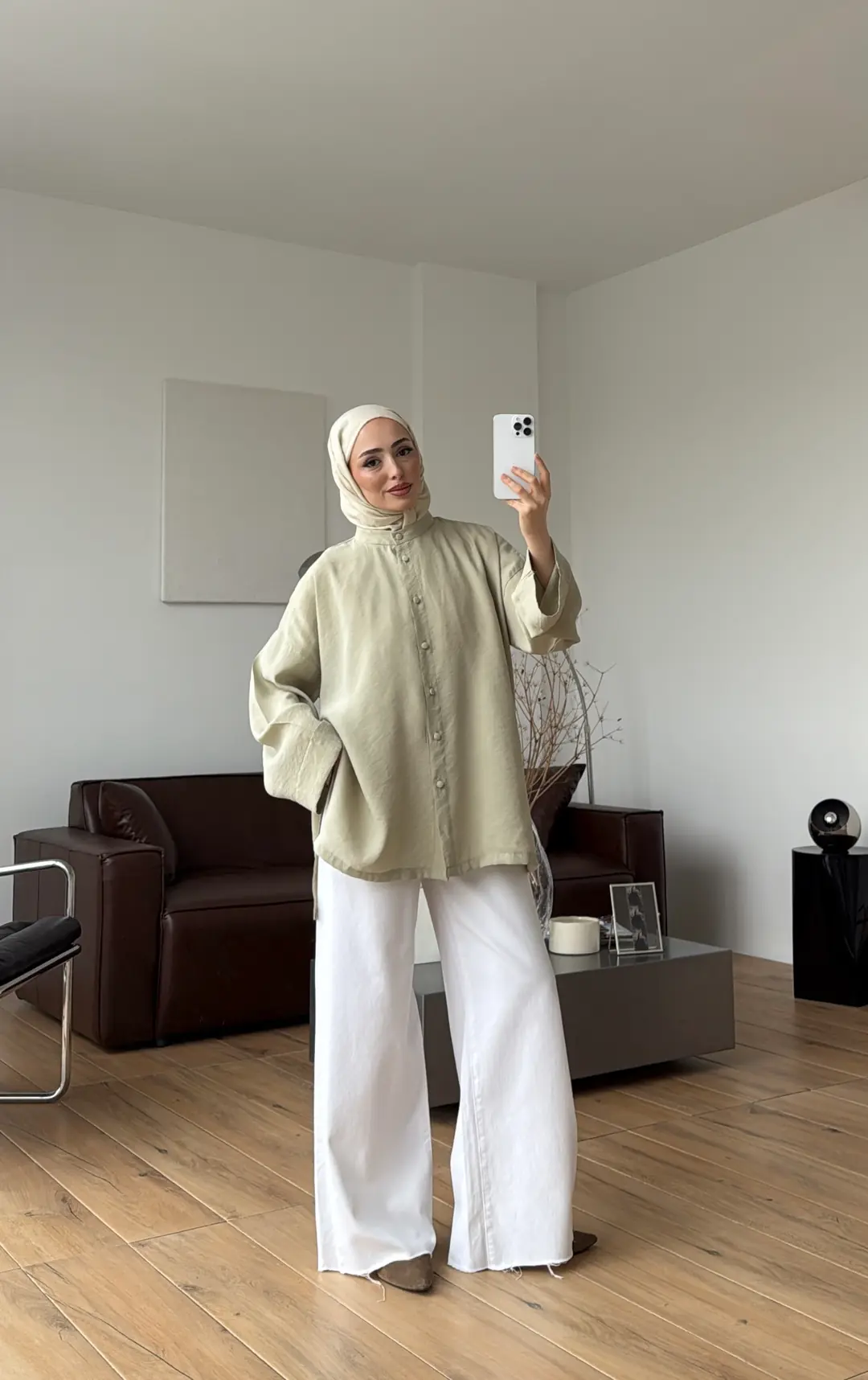 Duble Kol Yırtmaçlı Gömlek Açık Yeşil