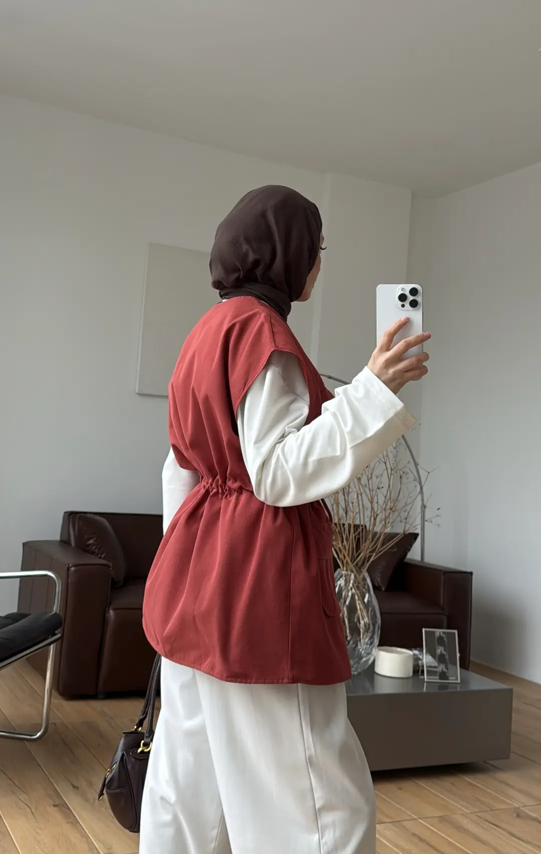 Cepli Gabardin Yelek Kiremit