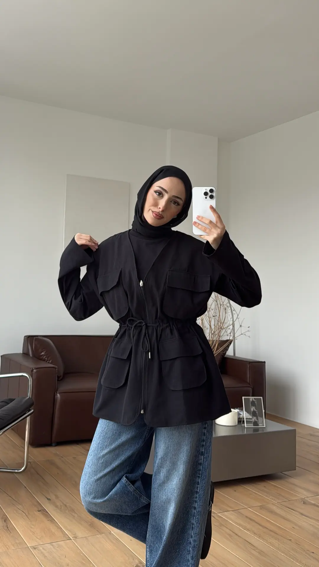 Cepli Gabardin Yelek Siyah