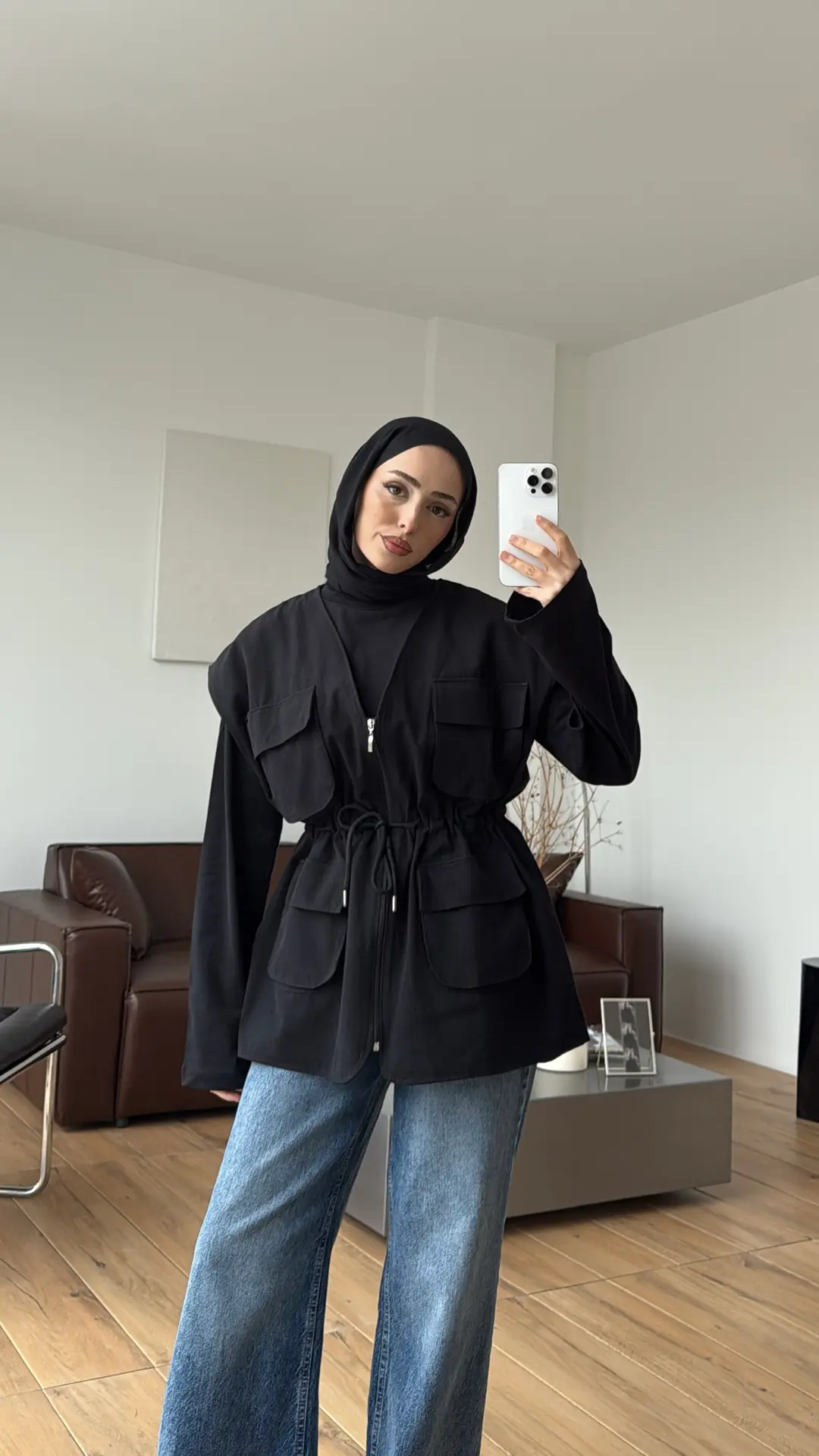 Cepli Gabardin Yelek Siyah