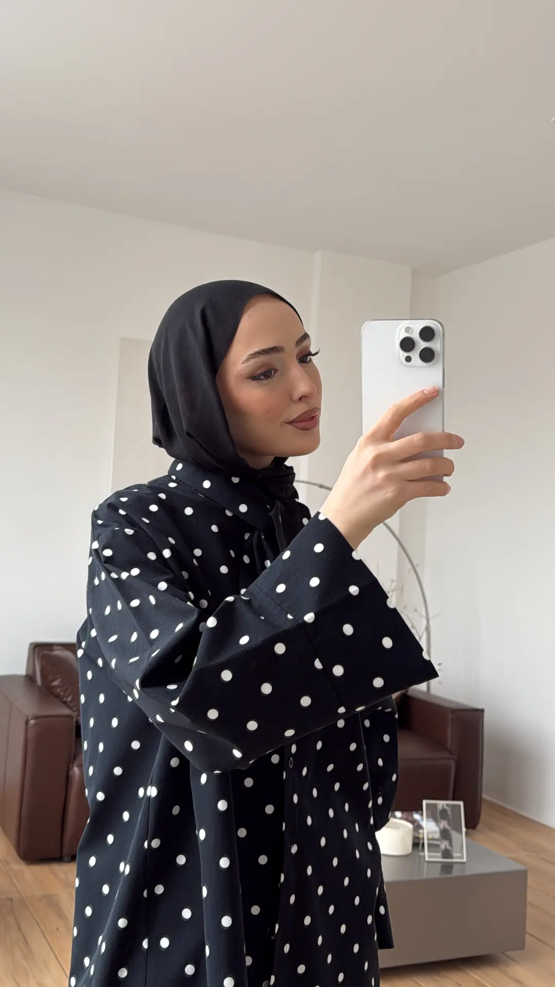 Puantiyeli Bagcıklı Gömlek Siyah