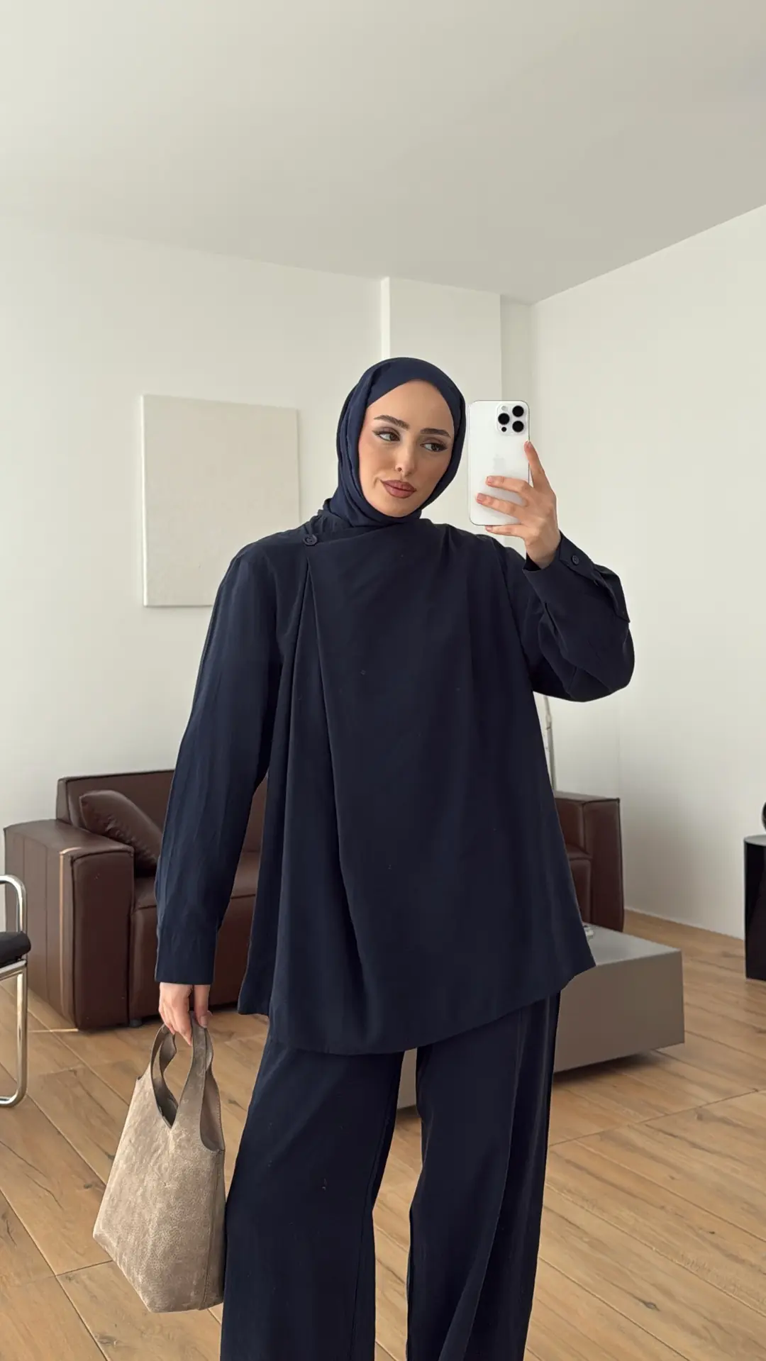 Modal Çapraz Düğmeli Takım Lacivert