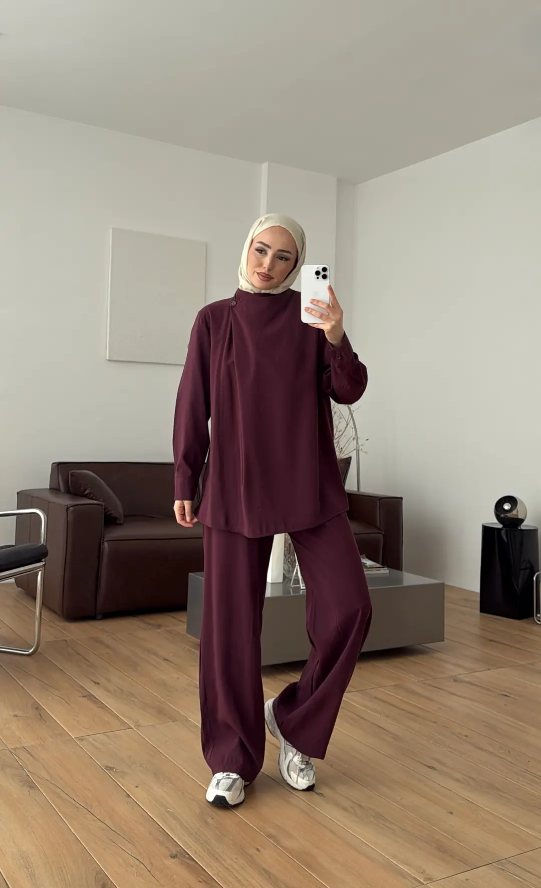 Modal Çapraz Düğmeli Takım Bordo
