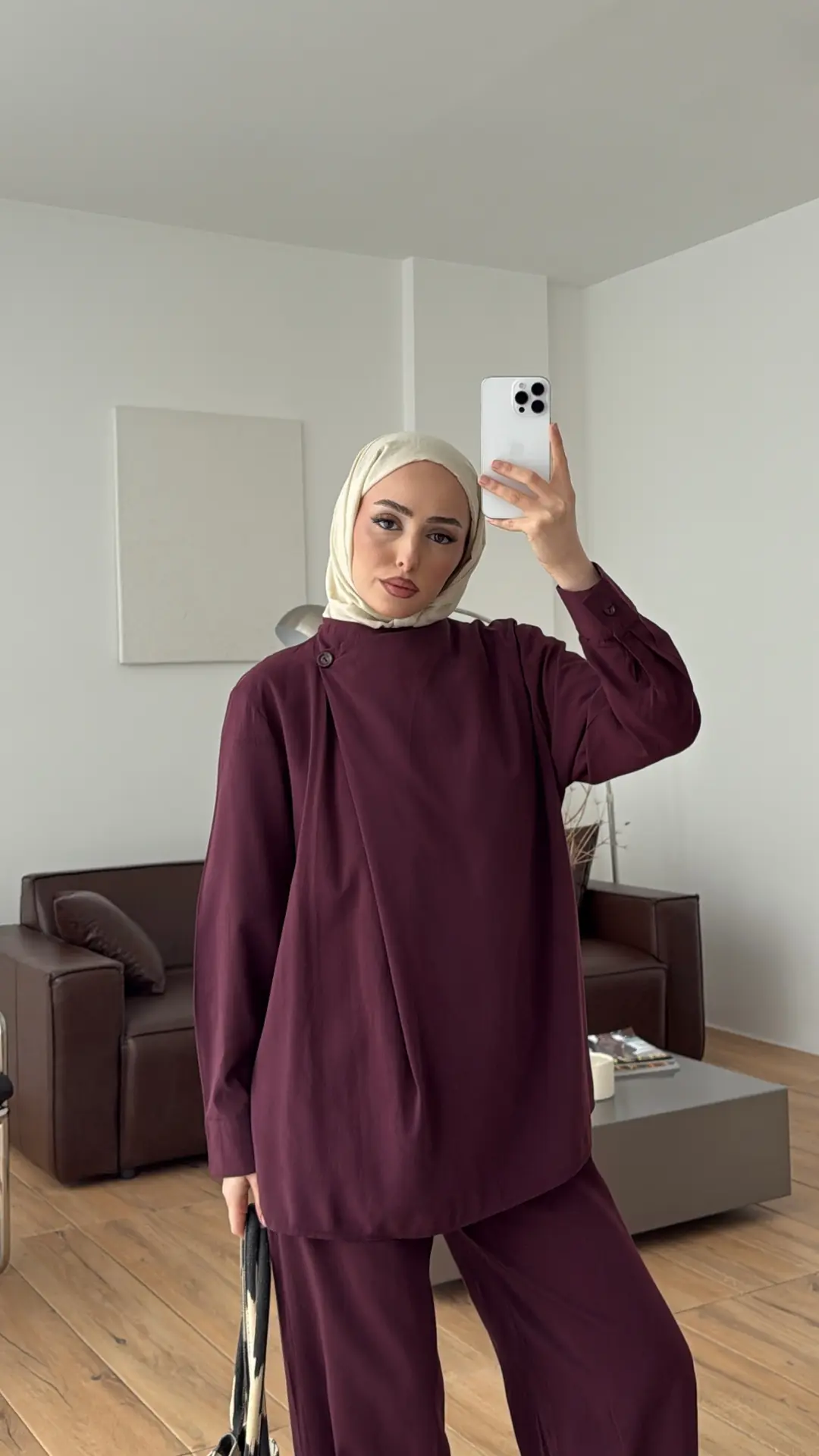 Modal Çapraz Düğmeli Takım Bordo