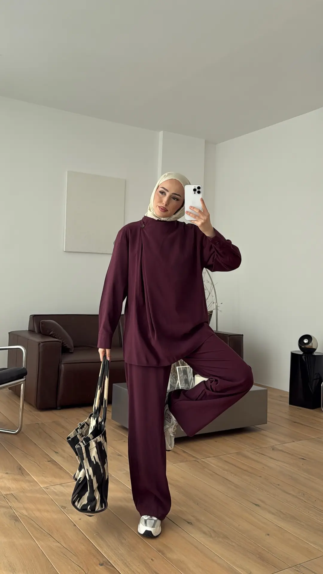Modal Çapraz Düğmeli Takım Bordo