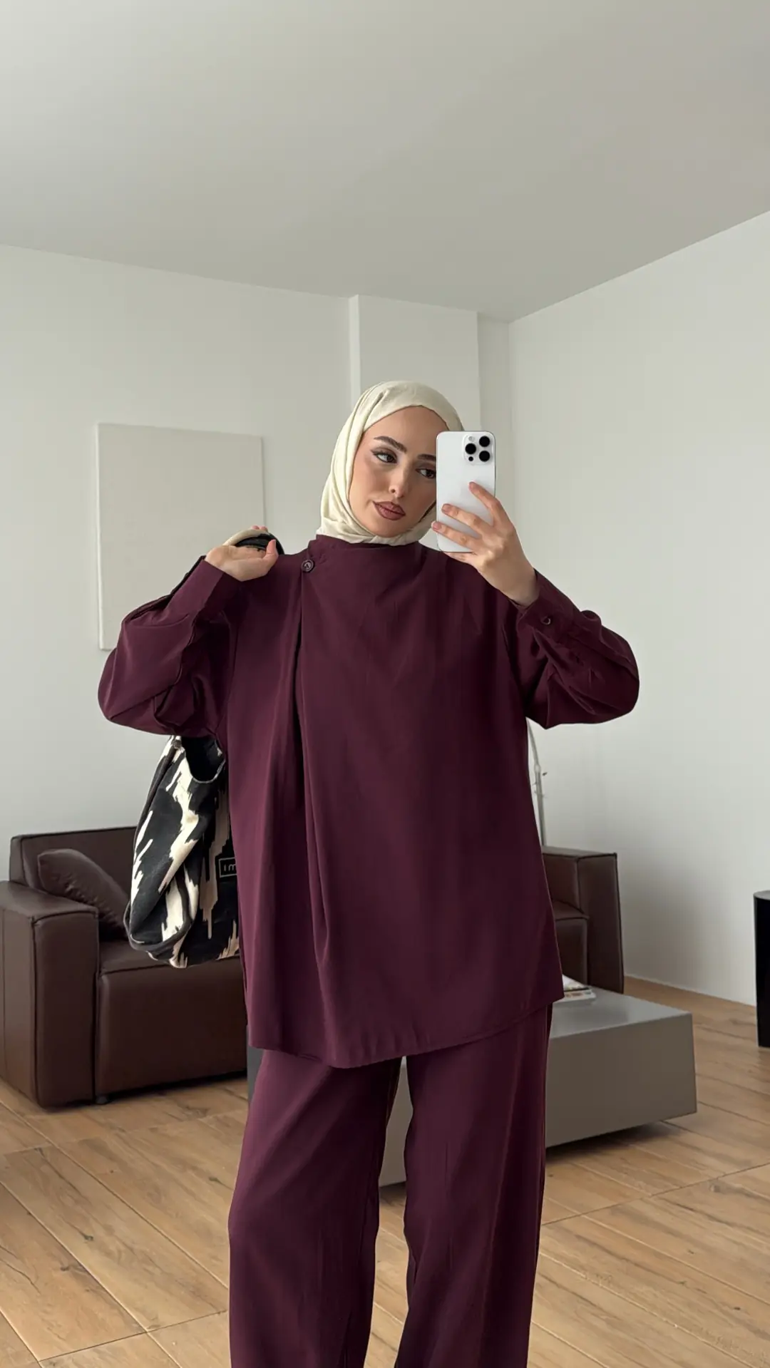 Modal Çapraz Düğmeli Takım Bordo