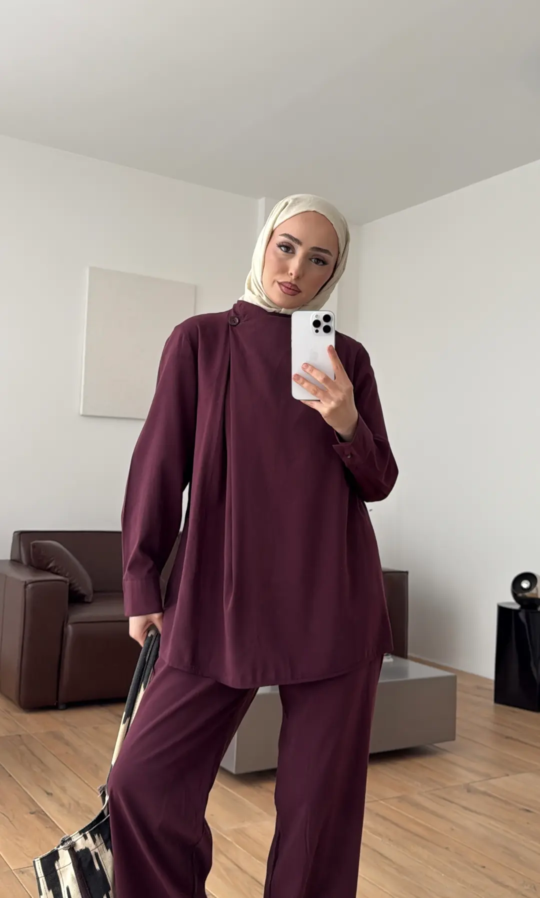 Modal Çapraz Düğmeli Takım Bordo