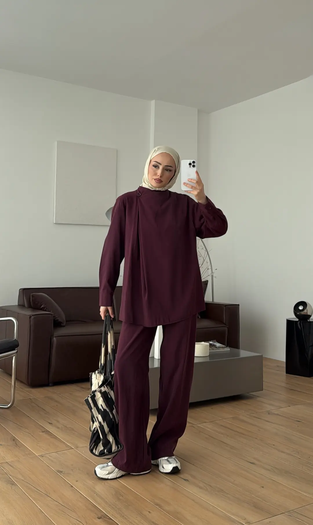 Modal Çapraz Düğmeli Takım Bordo