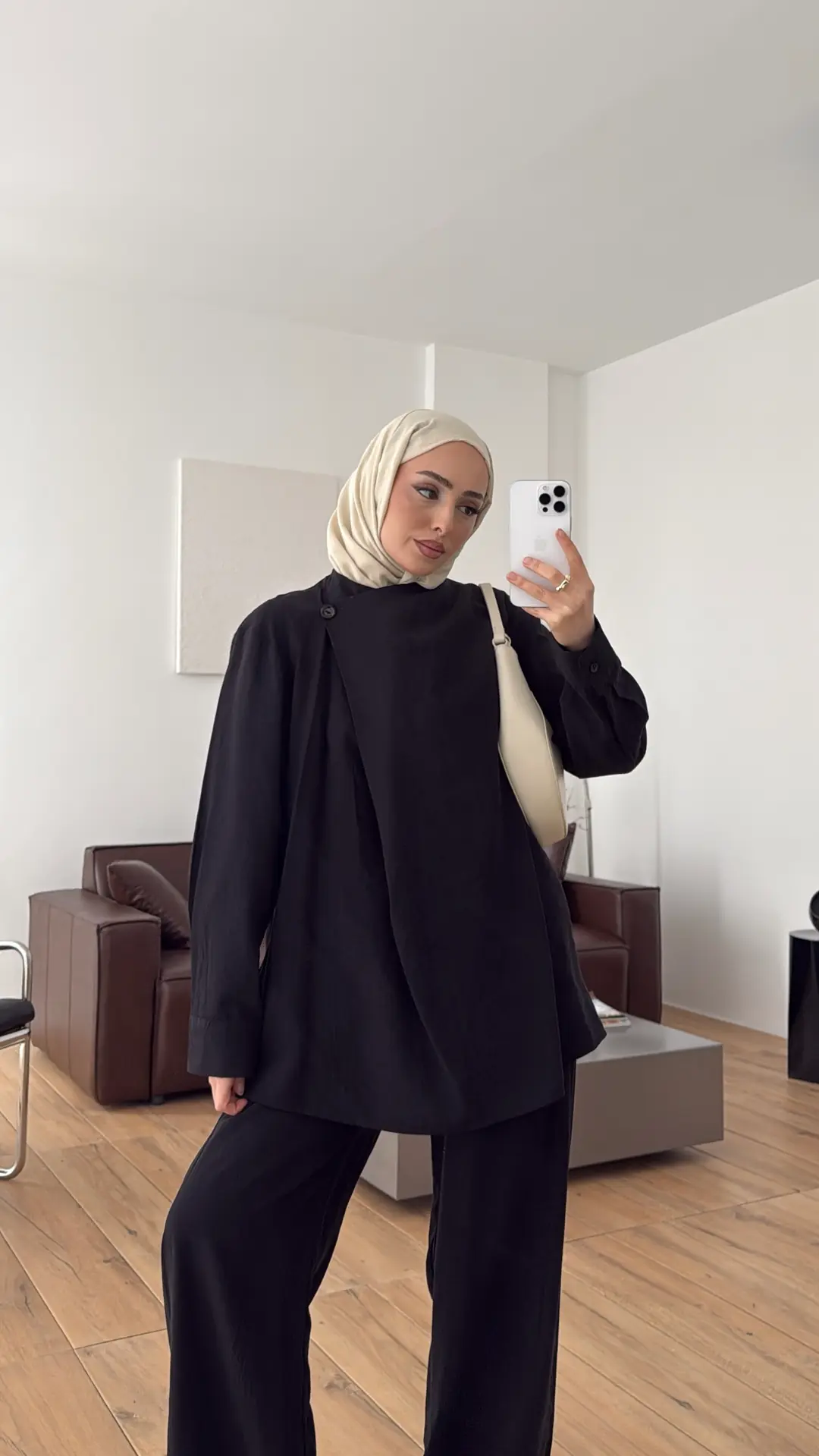 Modal Çapraz Düğmeli Takım Siyah