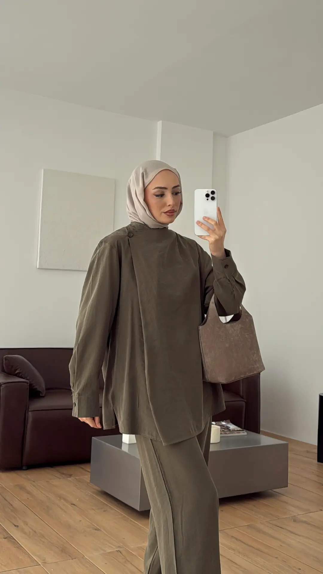 Modal Çapraz Düğmeli Takım Haki