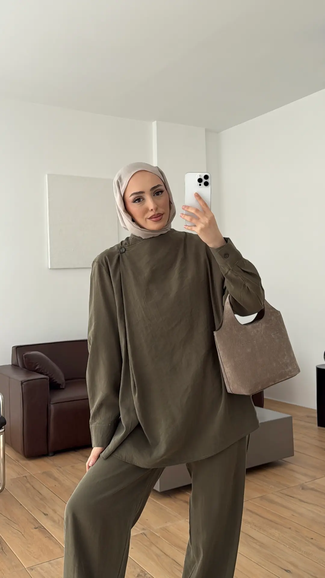 Modal Çapraz Düğmeli Takım Haki