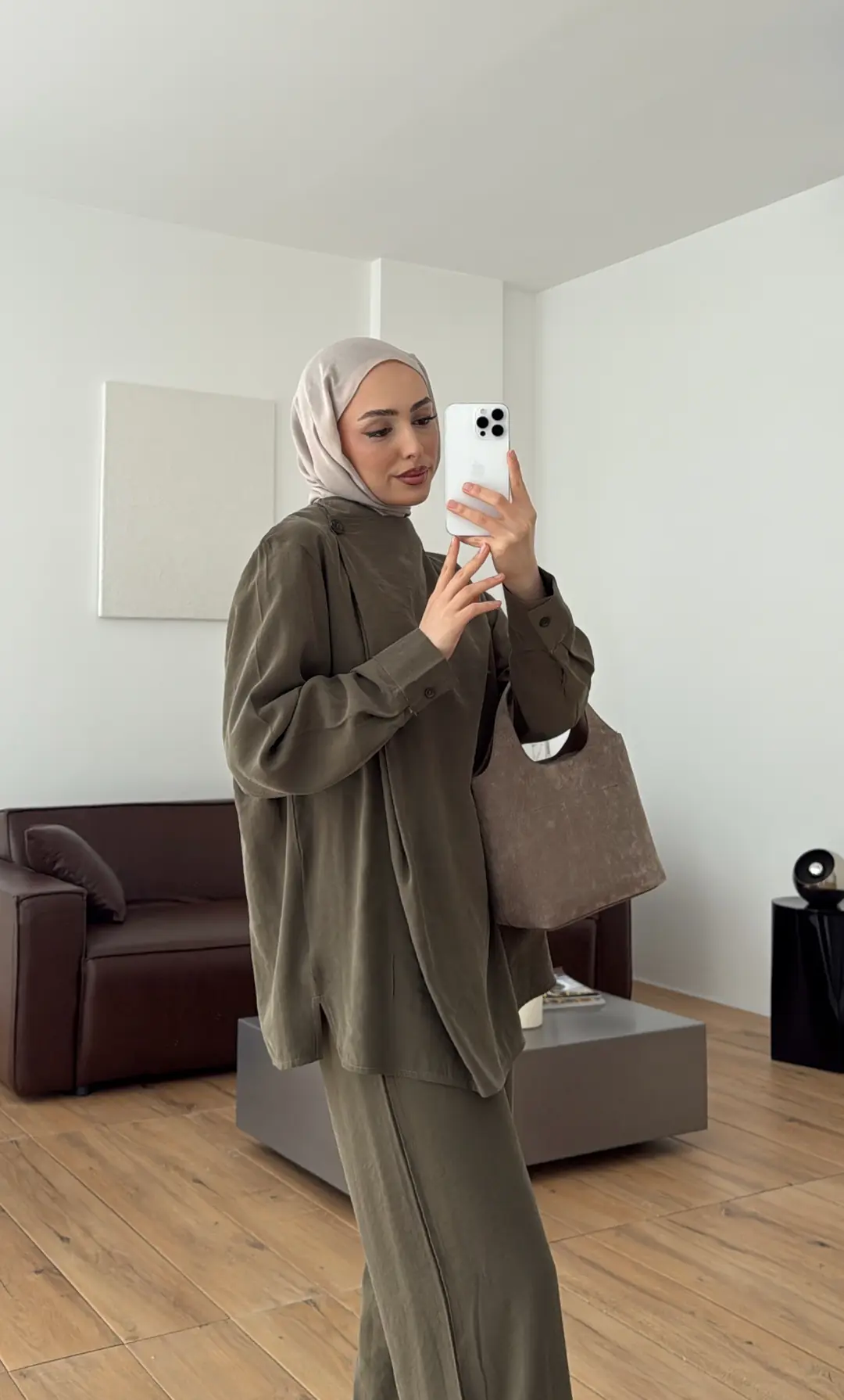 Modal Çapraz Düğmeli Takım Haki