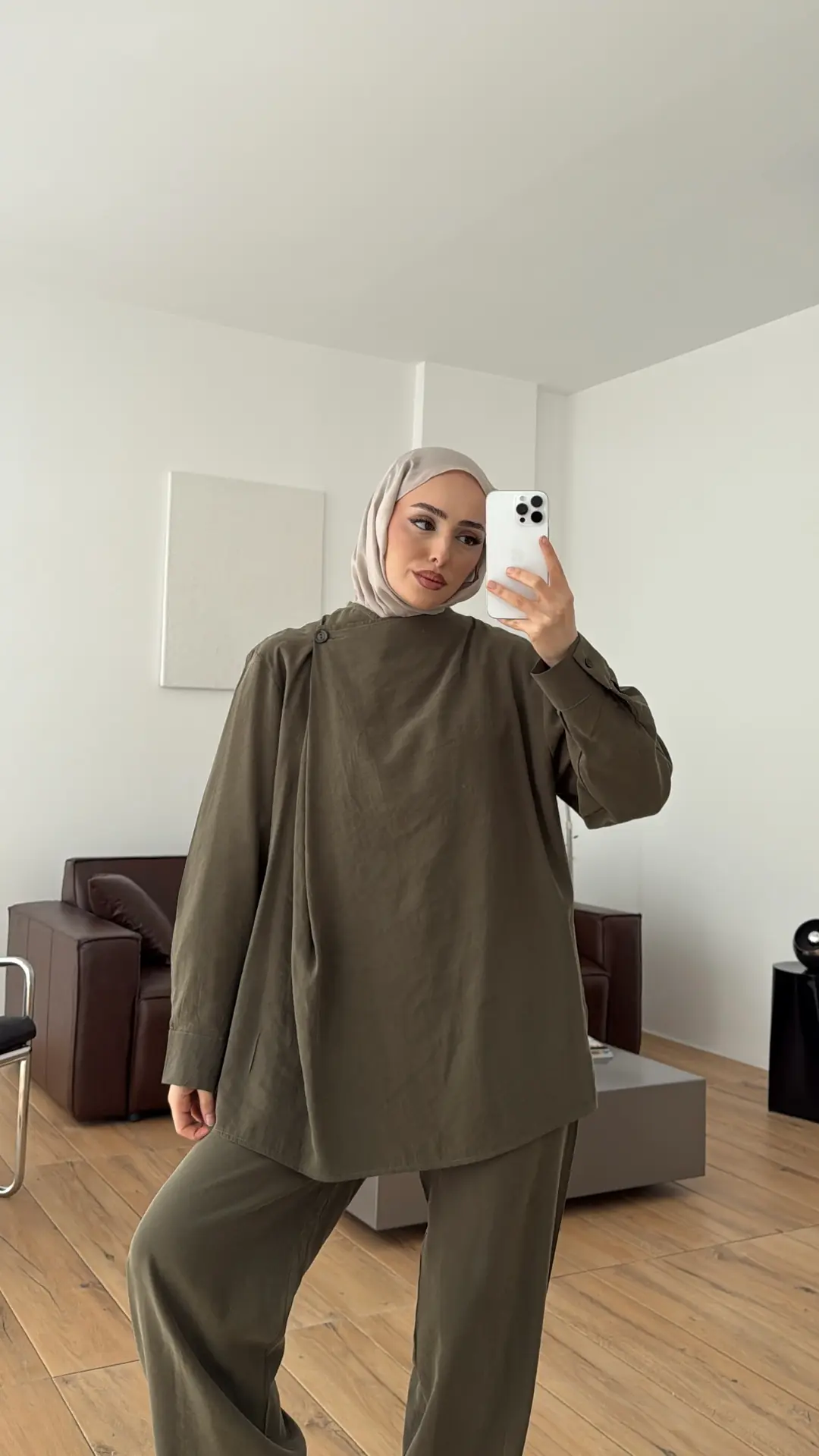 Modal Çapraz Düğmeli Takım Haki