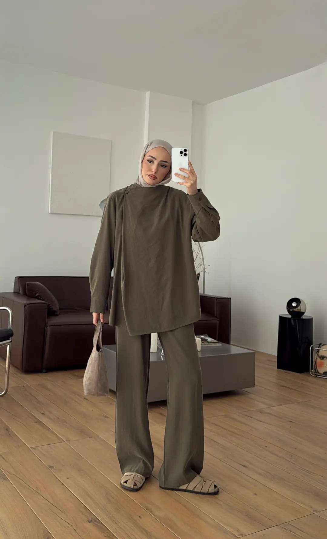 Modal Çapraz Düğmeli Takım Haki
