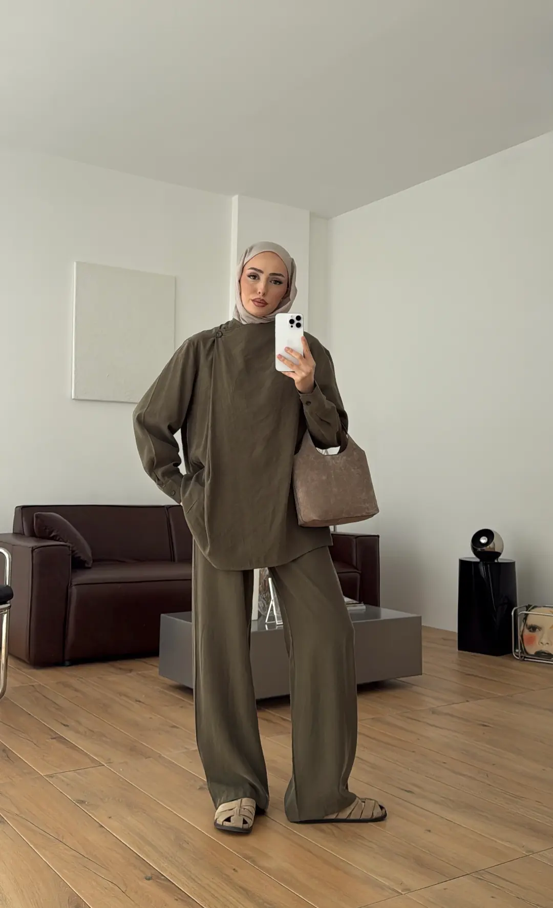 Modal Çapraz Düğmeli Takım Haki