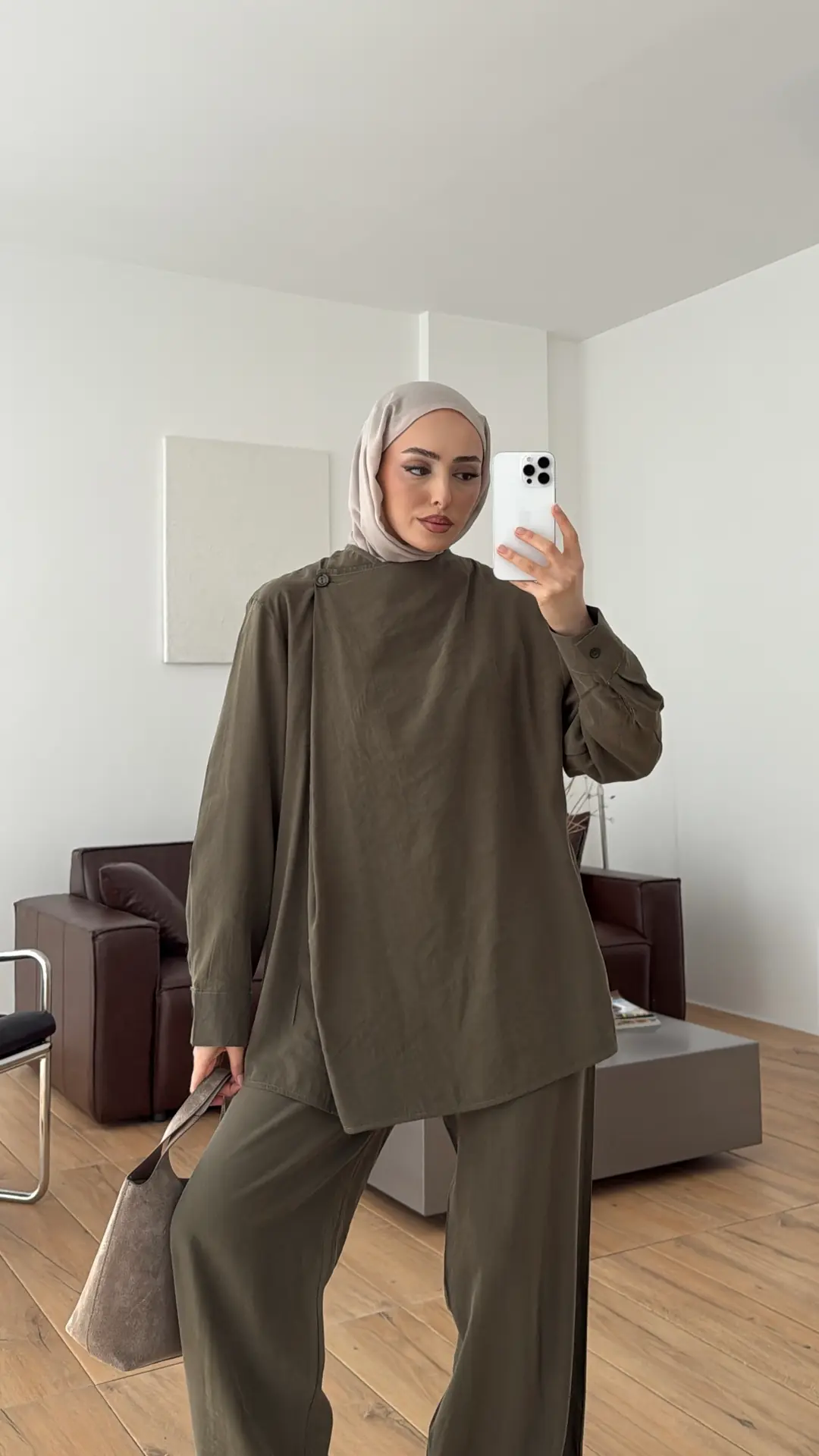 Modal Çapraz Düğmeli Takım Haki