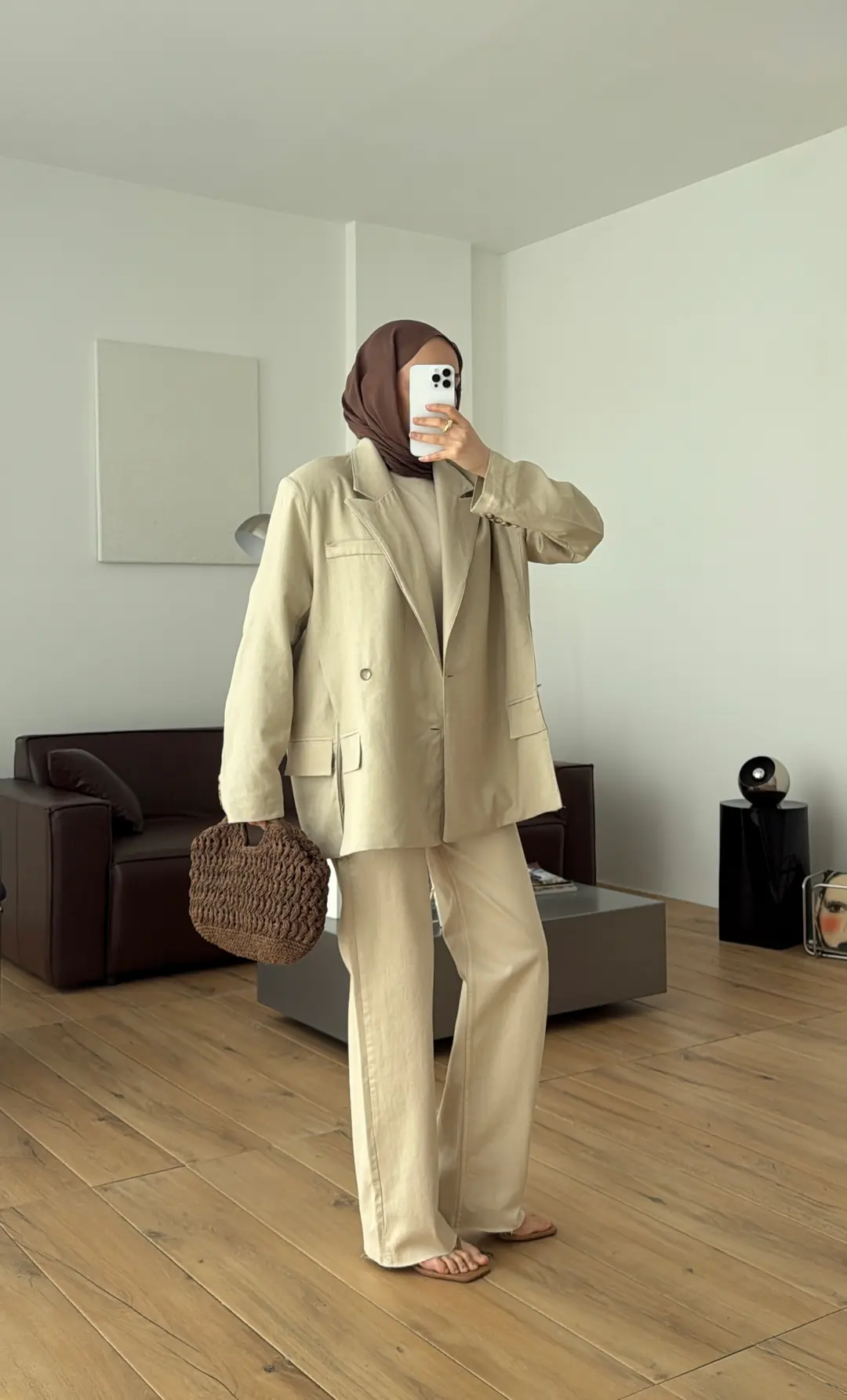 Keten Yırtmaç Detay Blazer Ceket Taş