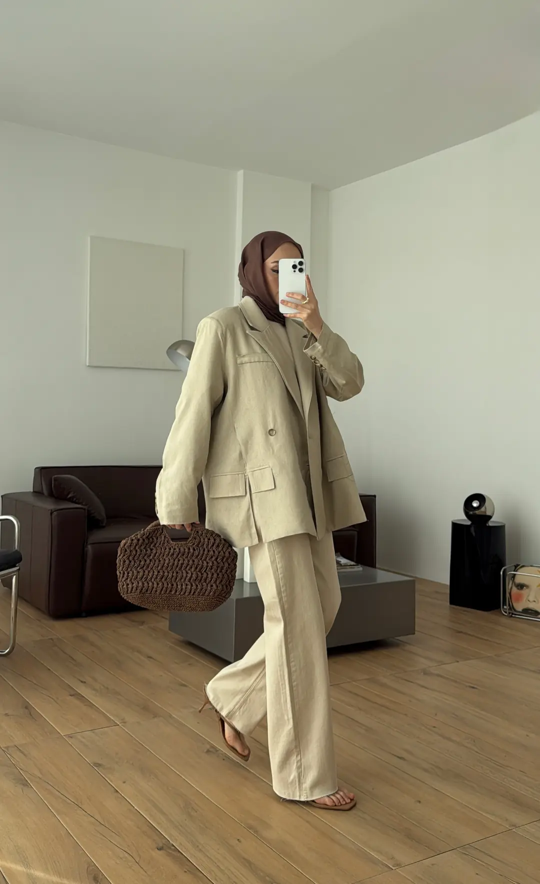 Keten Yırtmaç Detay Blazer Ceket Taş
