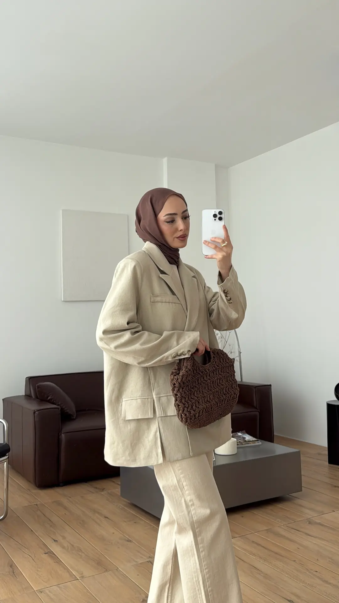 Keten Yırtmaç Detay Blazer Ceket Taş