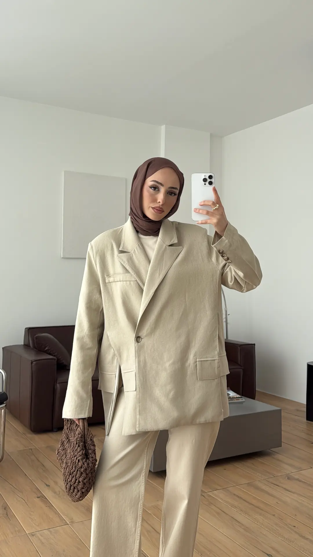 Keten Yırtmaç Detay Blazer Ceket Taş