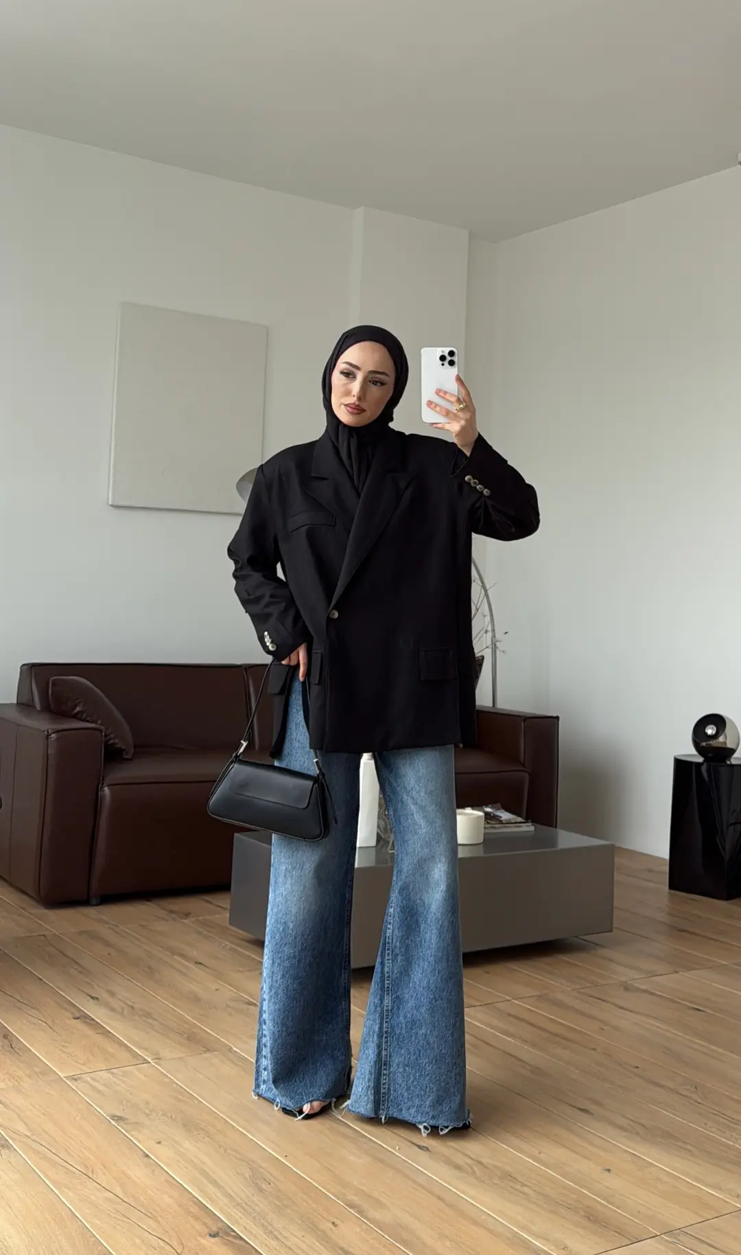Keten Yırtmaç Detay Blazer Ceket Siyah
