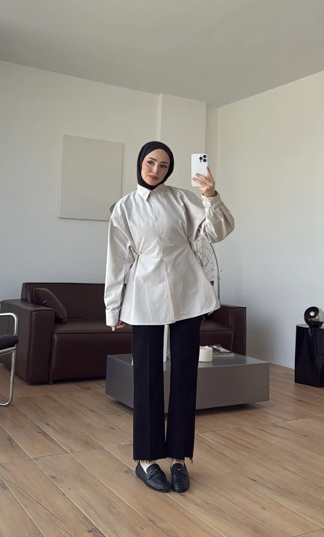 Yandan Bağlamalı Poplin Gömlek Taş
