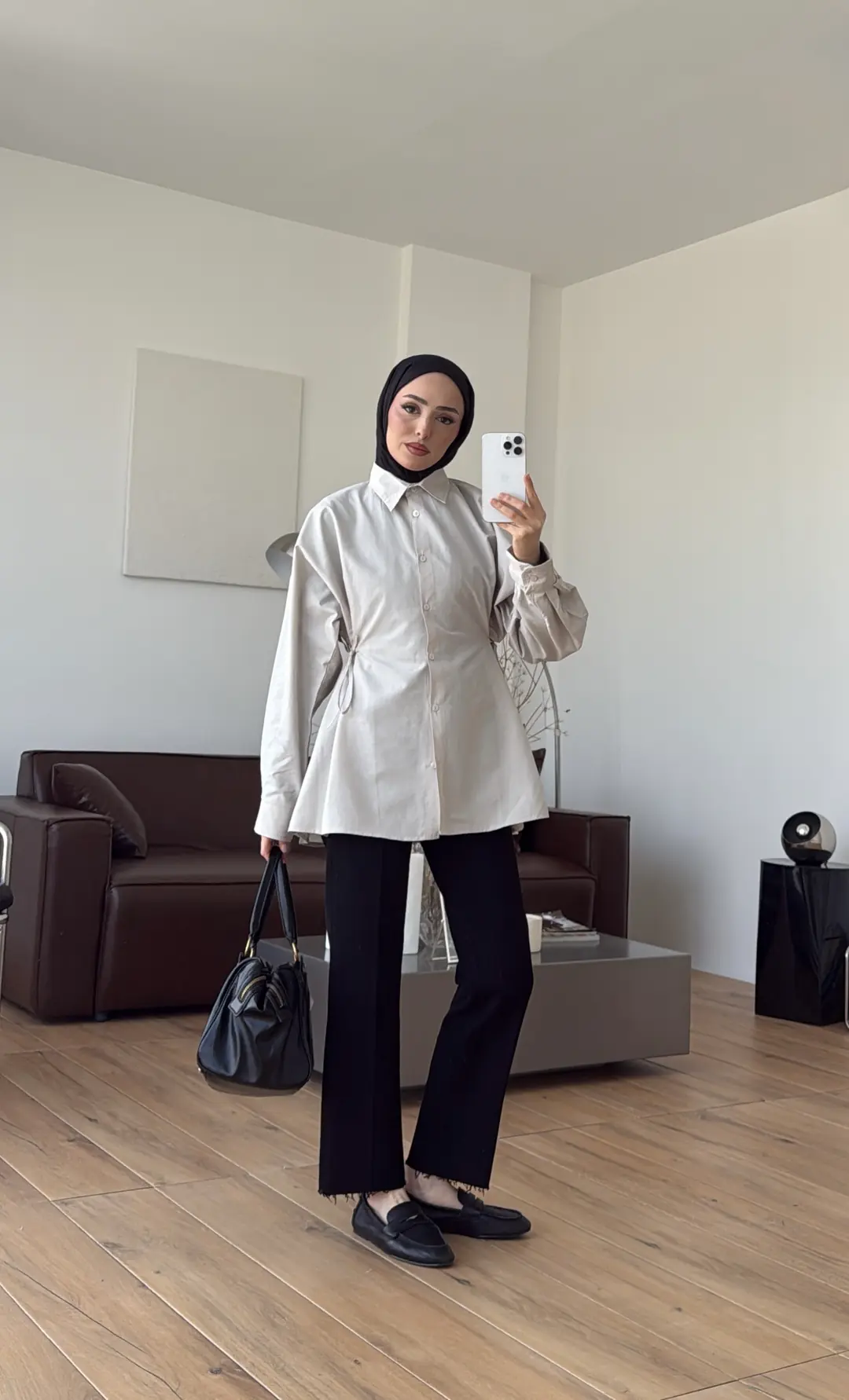 Yandan Bağlamalı Poplin Gömlek Taş