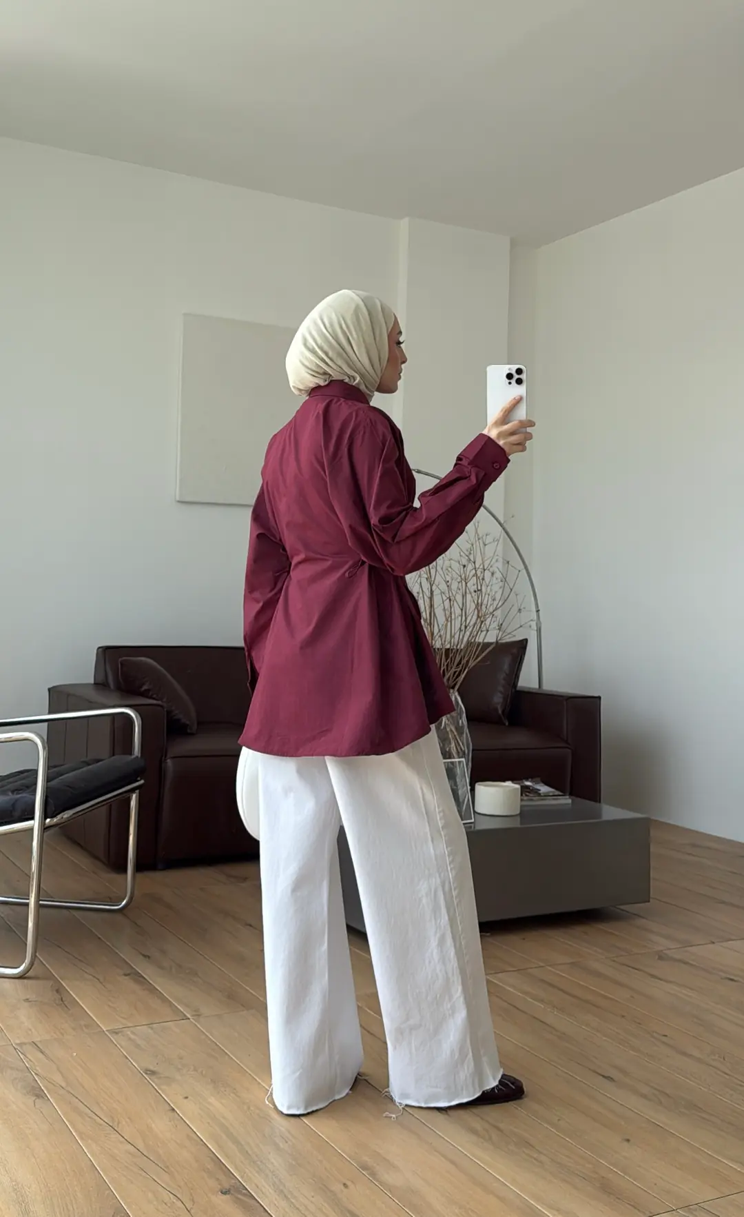 Yandan Bağlamalı Poplin Gömlek Bordo