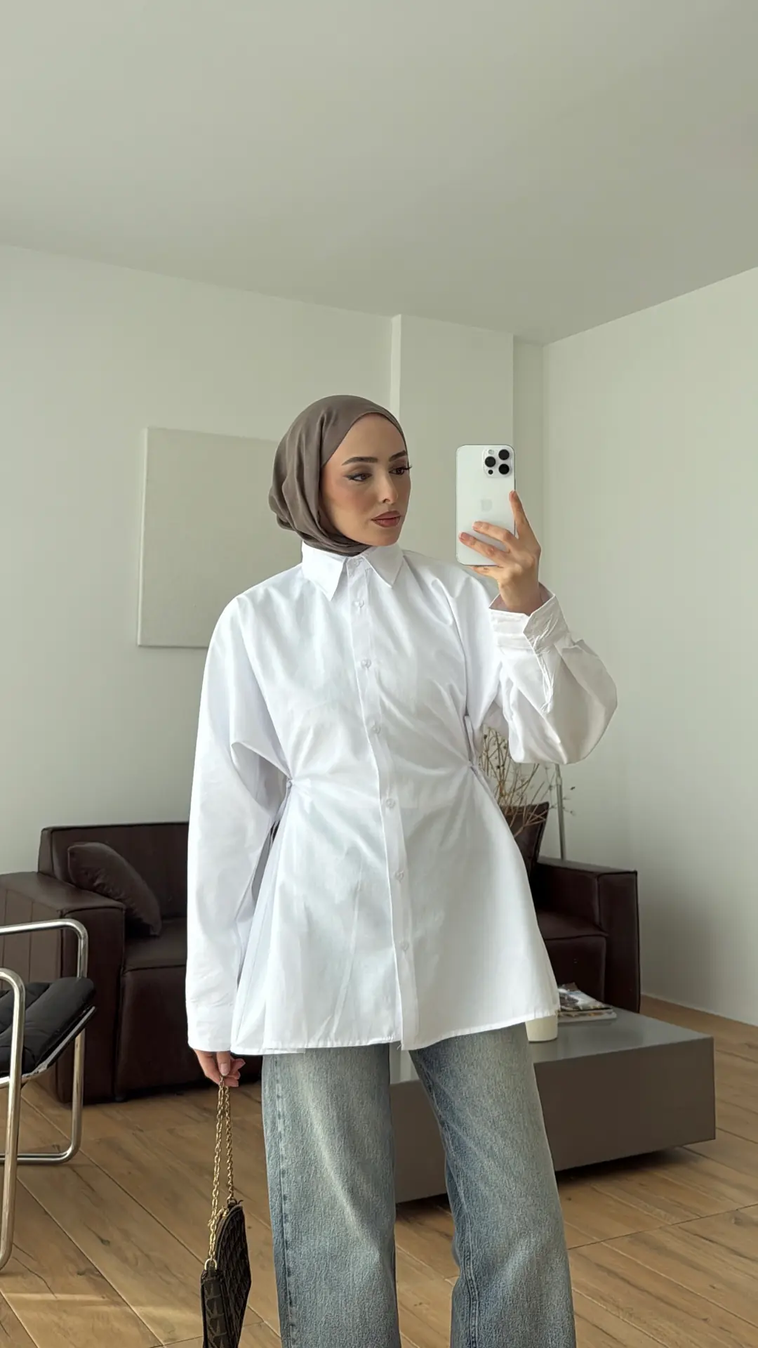 Yandan Bağlamalı Poplin Gömlek Beyaz