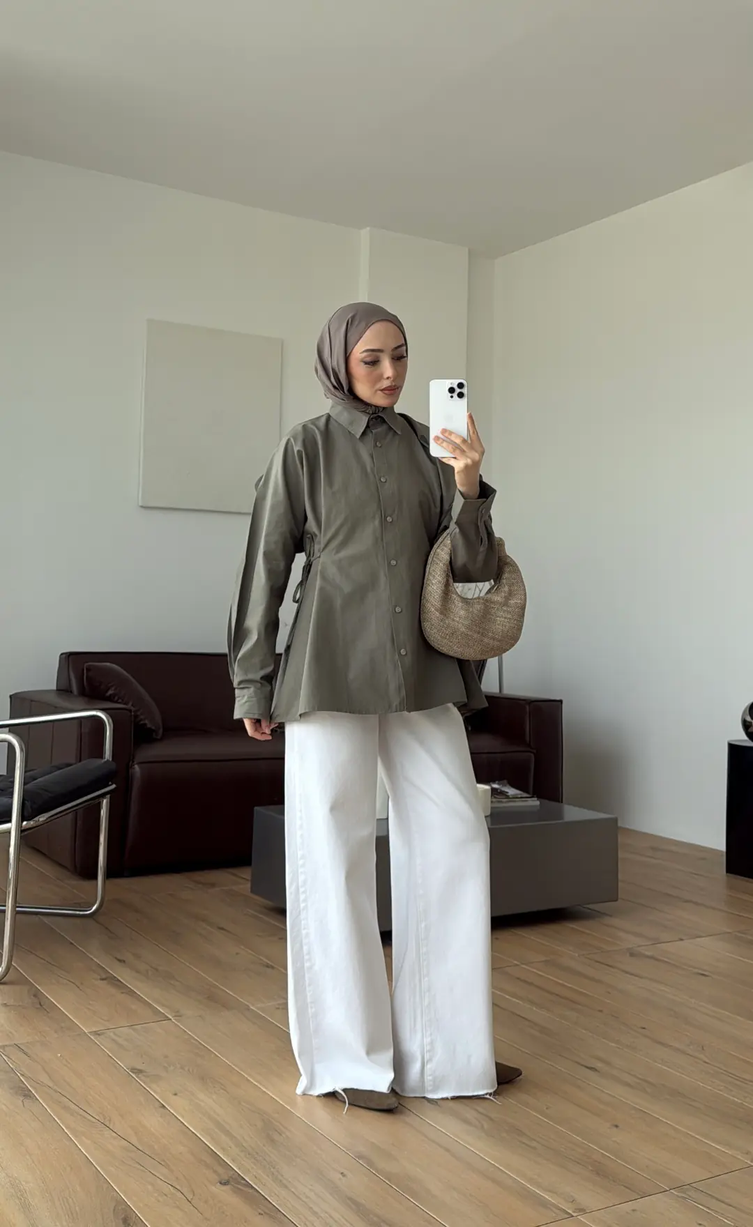 Yandan Bağlamalı Poplin Gömlek Haki