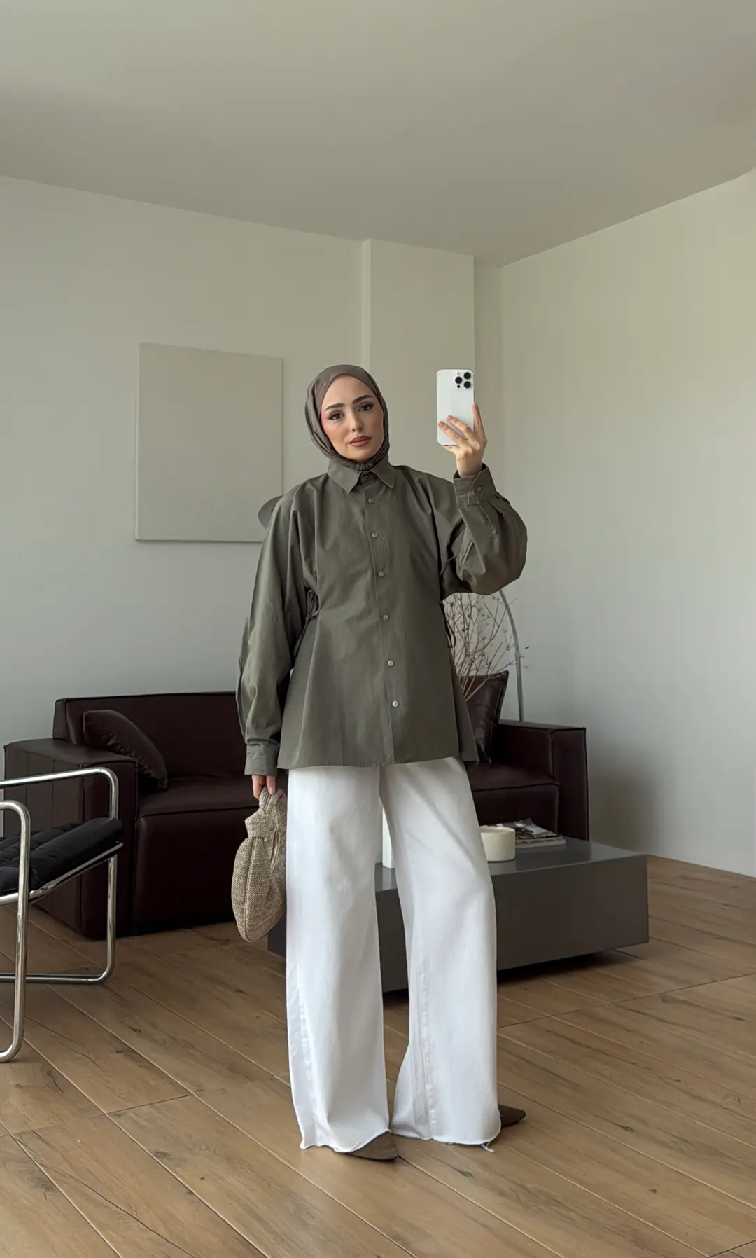 Yandan Bağlamalı Poplin Gömlek Haki